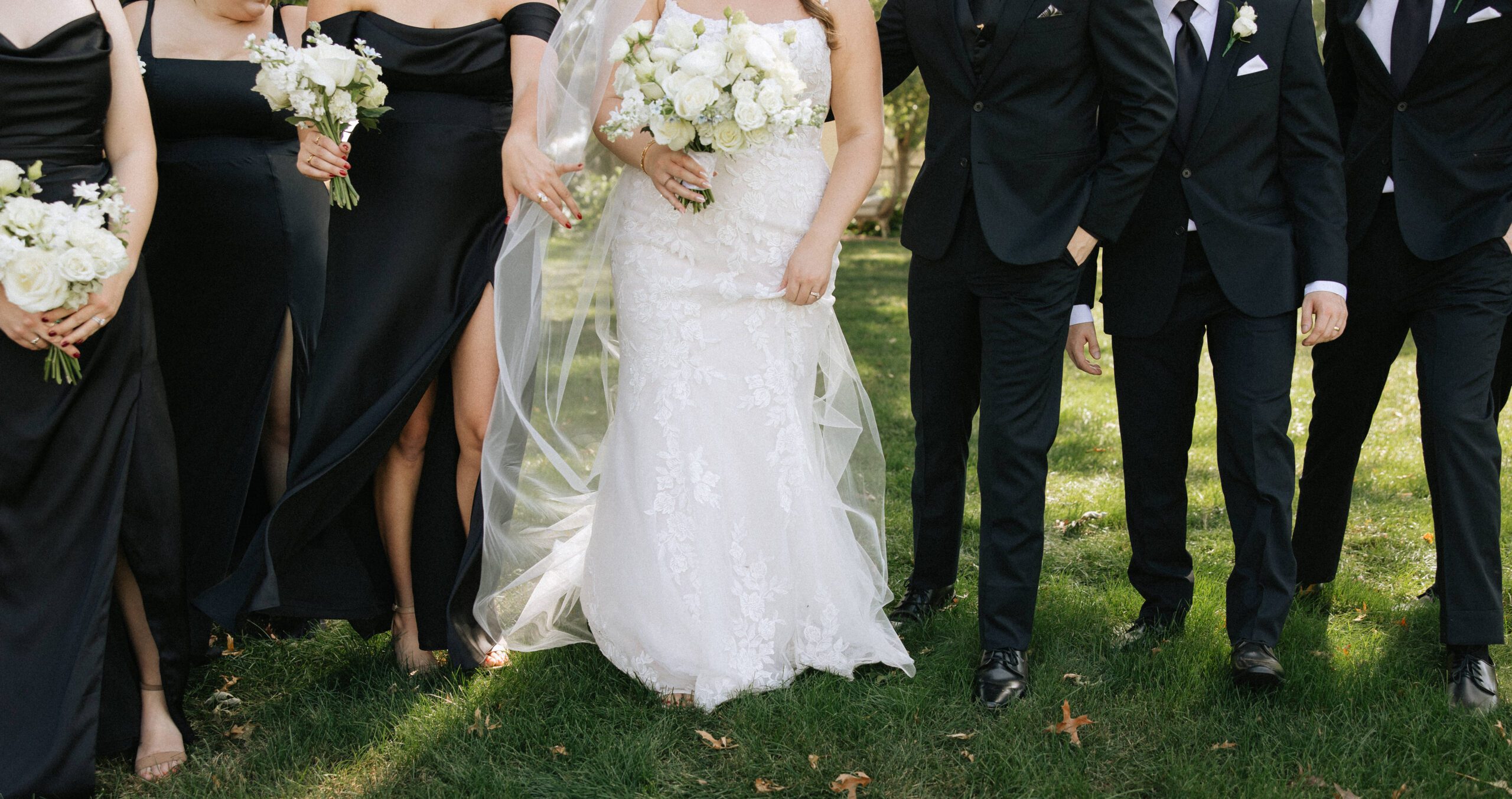 bridal party photo at 1868 Farmhouse wedding in Iowa