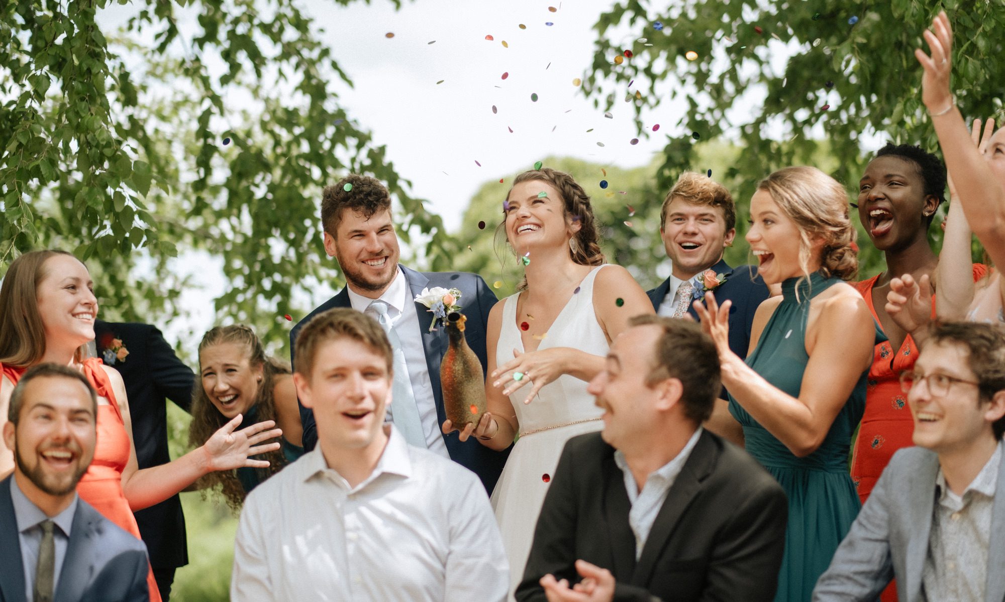 bridal party confetti pop in Iowa